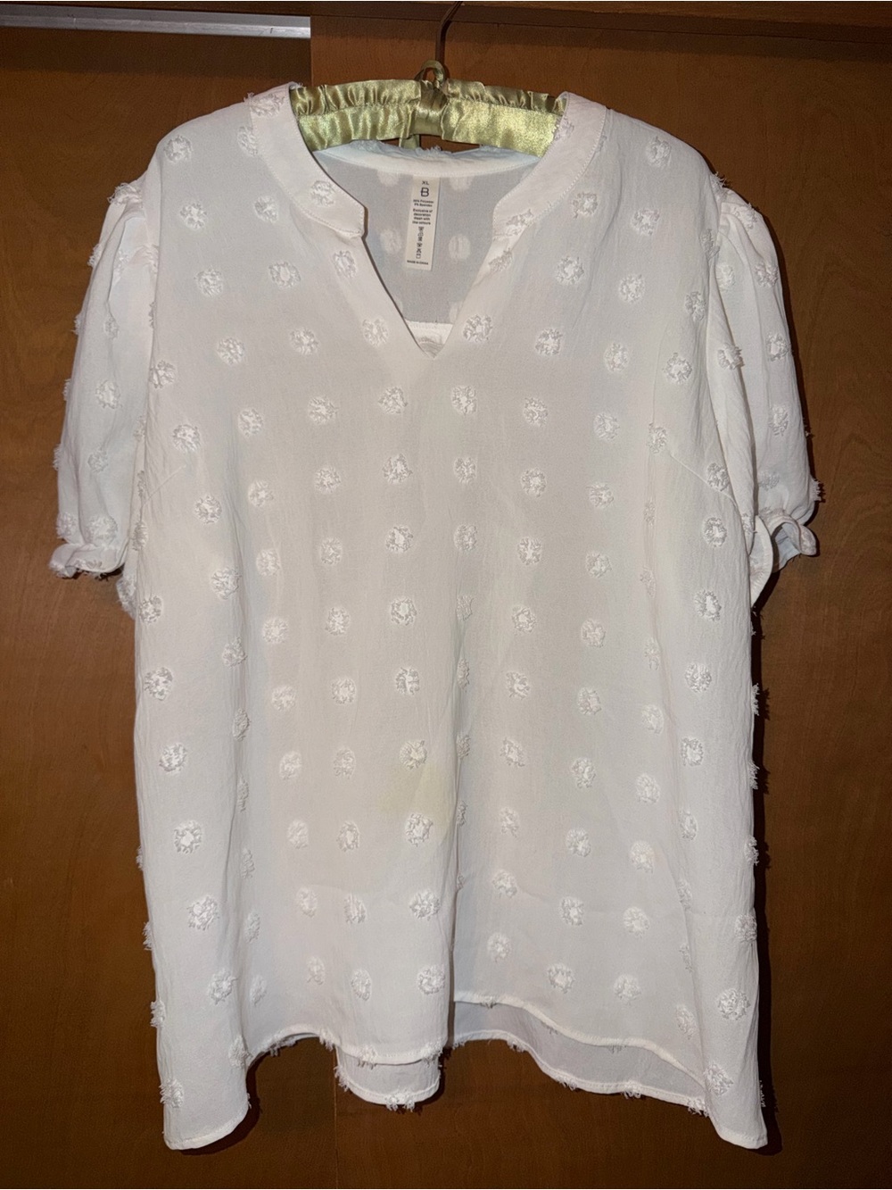 Lightweight White Embroidered V-Neck Women's Top